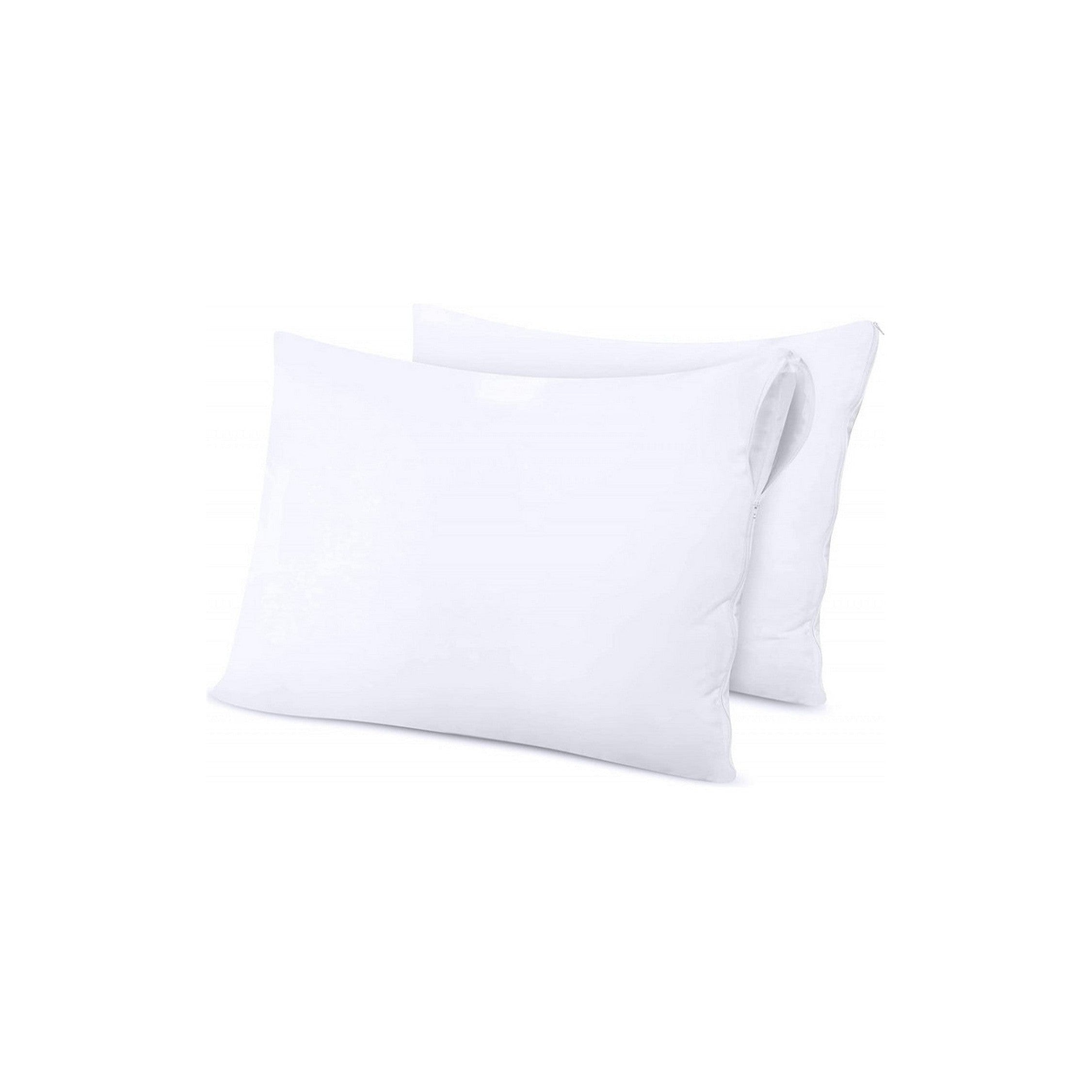 Lot De 2 Protèges Oreiller - Éponge Imperméable Anti-Acariens - Blanc