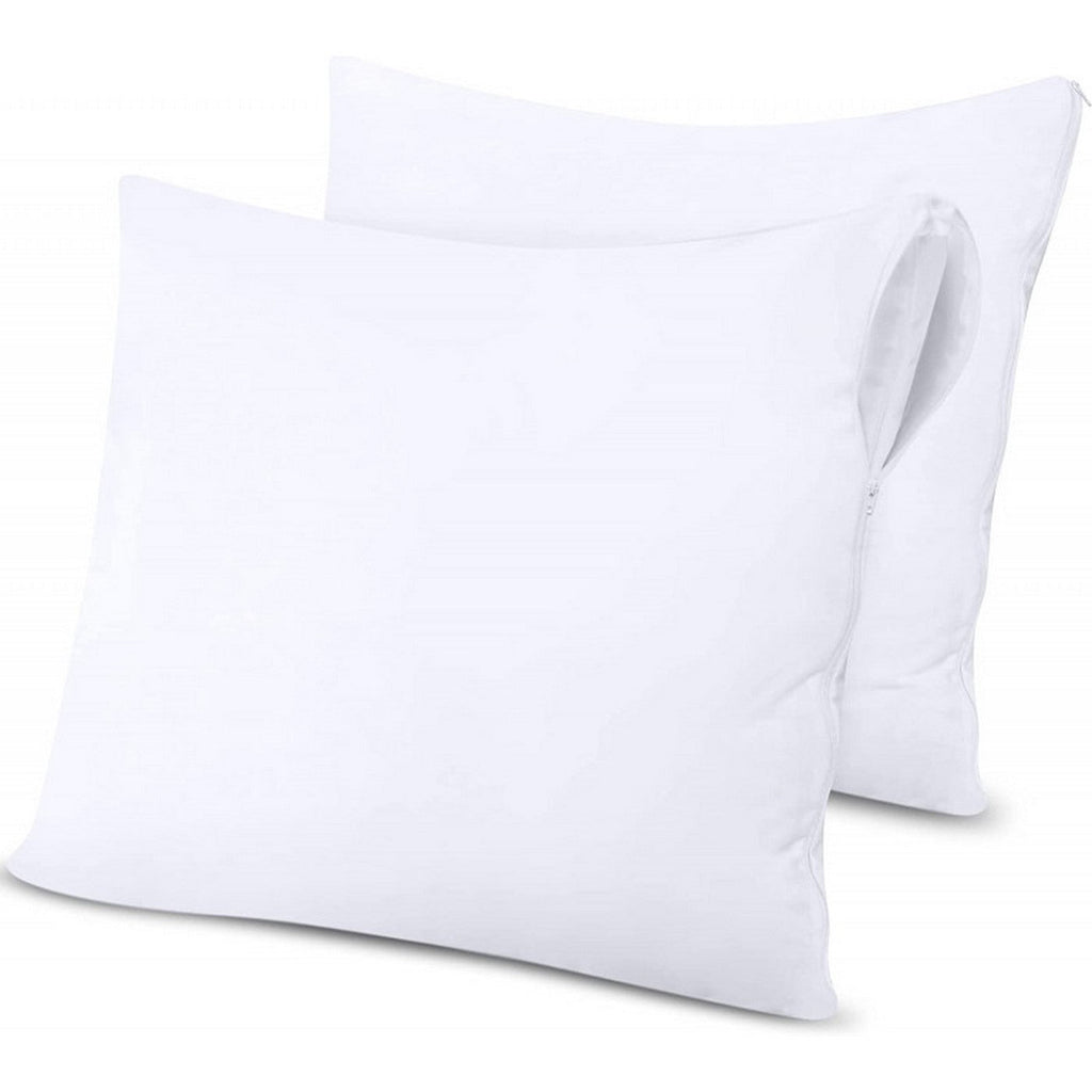 Lot De 2 Protèges Oreiller - Éponge Imperméable Anti-Acariens - Blanc