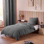 Parure De Couette (Housse + Taies D'Oreiller) - 100% Gaze De Coton - Ardoise