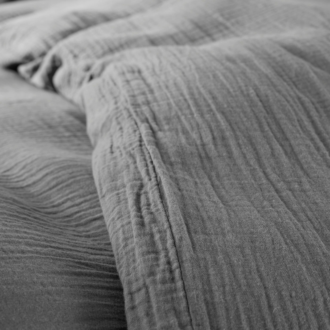 Parure De Couette (Housse + Taies D'Oreiller) - 100% Gaze De Coton - Ardoise