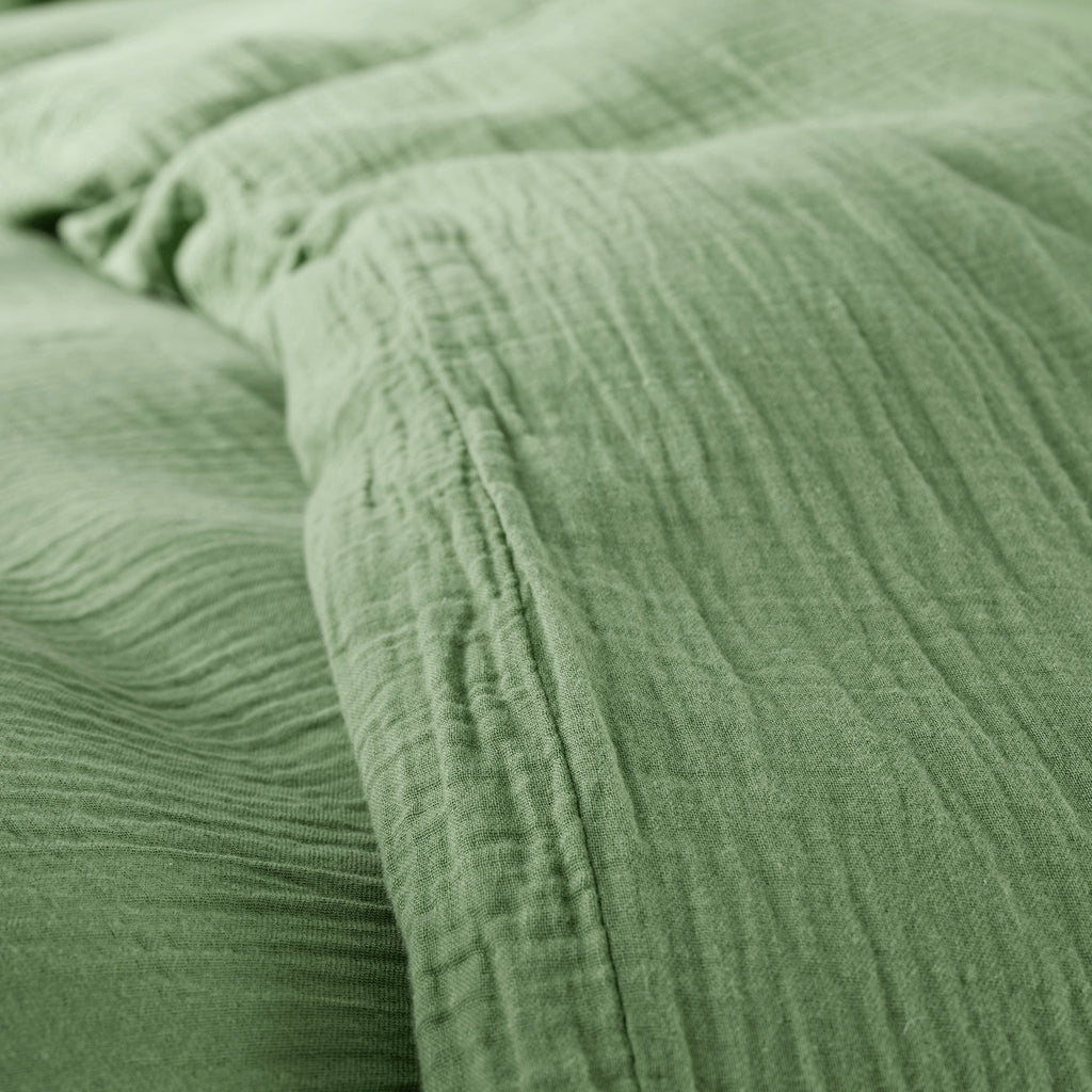 Parure De Couette (Housse + Taies D'Oreiller) - 100% Gaze De Coton - Olive