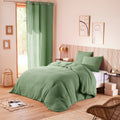 Parure De Couette (Housse + Taies D'Oreiller) - 100% Gaze De Coton - Olive