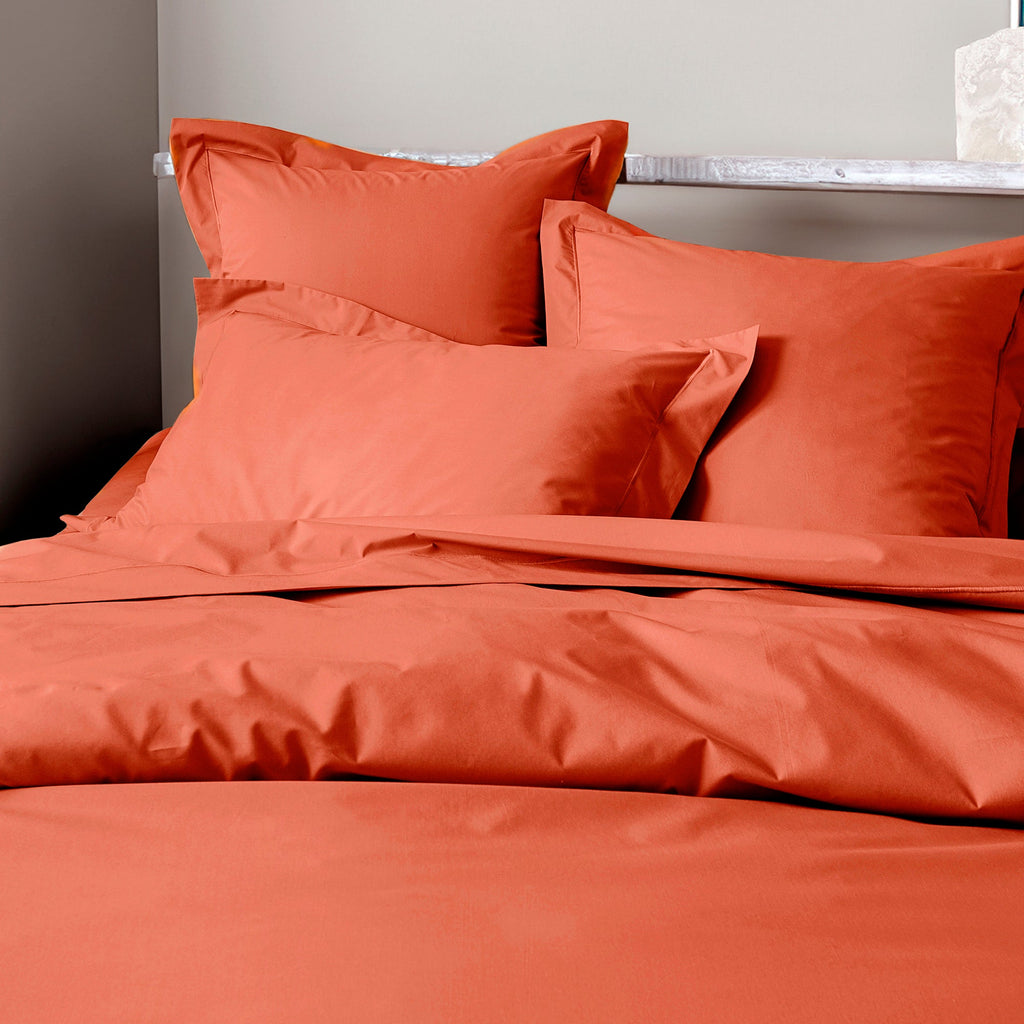 Housse De Couette - 100% Percale Coton - Terracotta