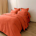 Housse De Couette - 100% Percale Coton - Terracotta