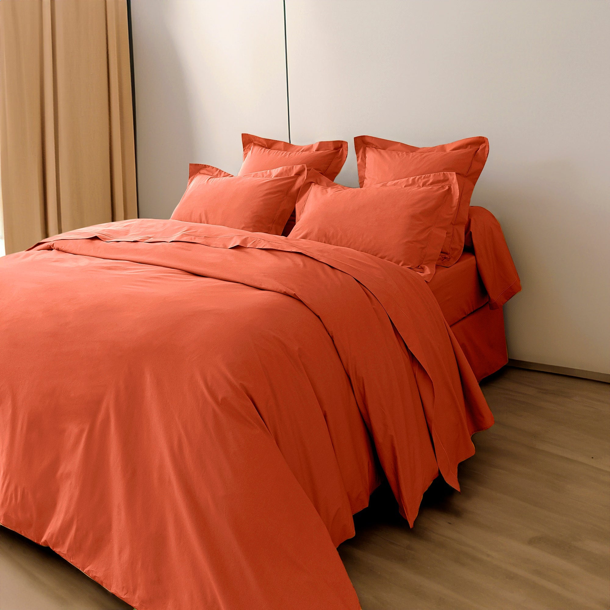 Housse De Couette - 100% Percale Coton - Terracotta