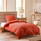 Parure De Couette (Housse + Taies D'Oreiller) - Nid D'Abeille - Terracotta