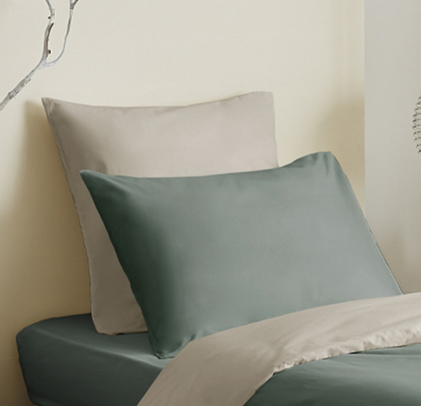 Pack Housse De Couette - 100% Coton - Eucalyptus/Ficelle