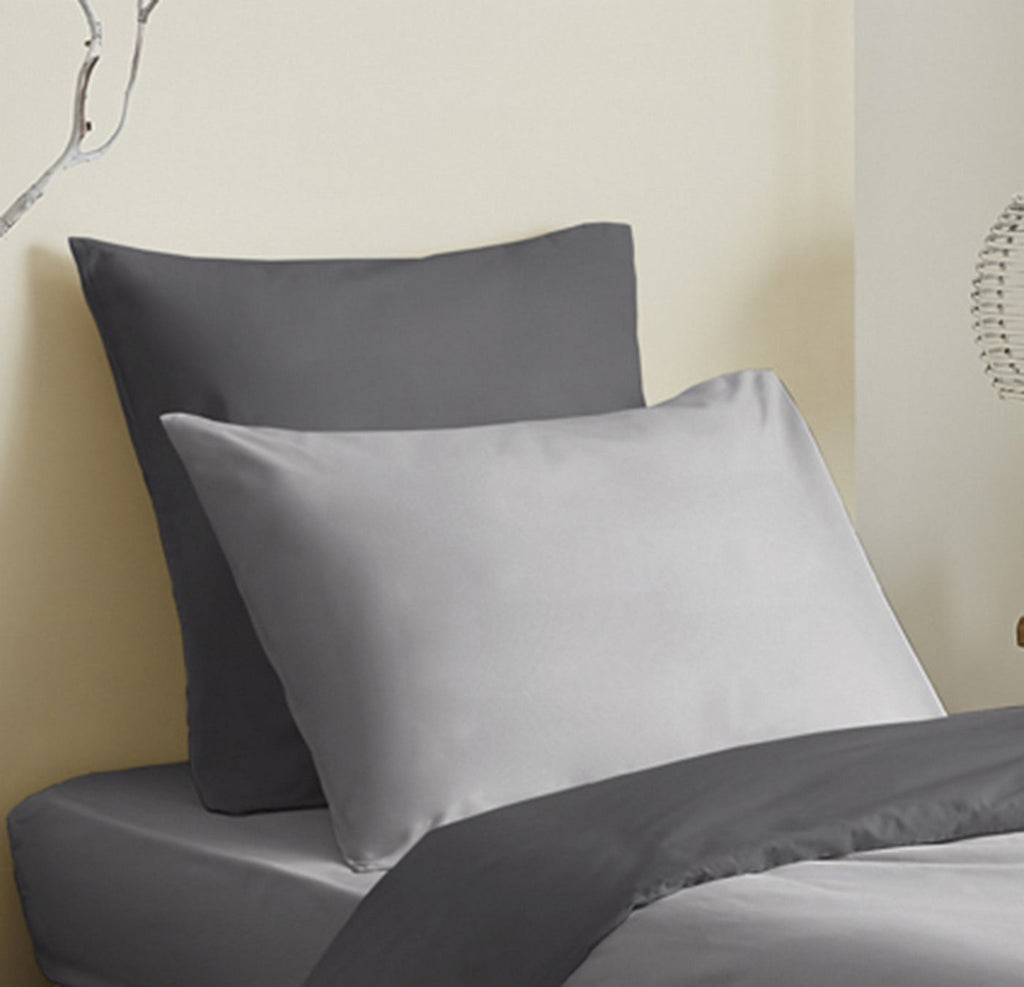 Pack Housse De Couette - 100% Coton - Gris/Anthracite