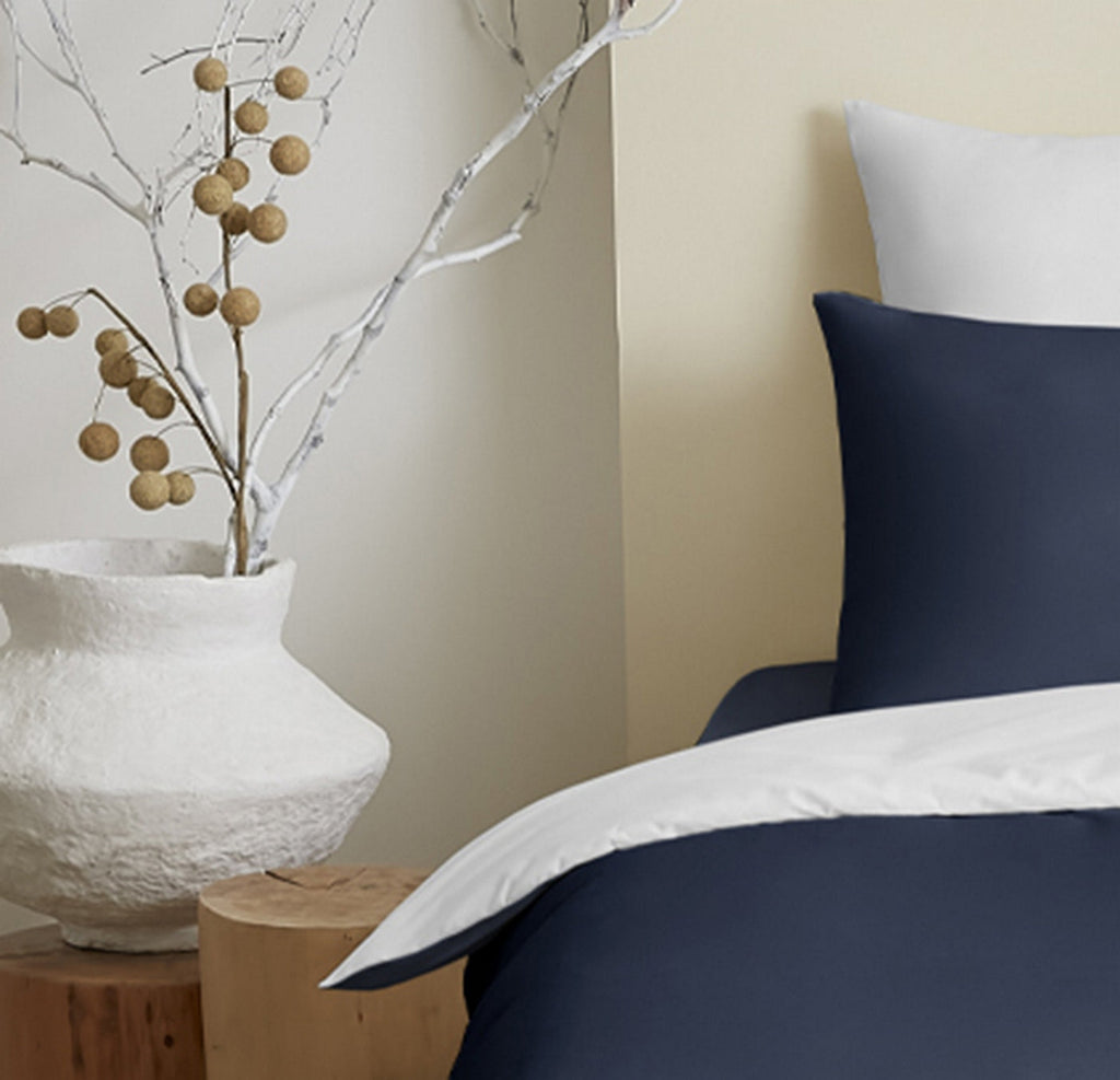 Pack Housse De Couette - 100% Coton - Marine/Blanc
