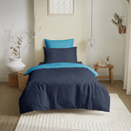 Pack Housse De Couette - 100% Coton - Marine/Turquoise