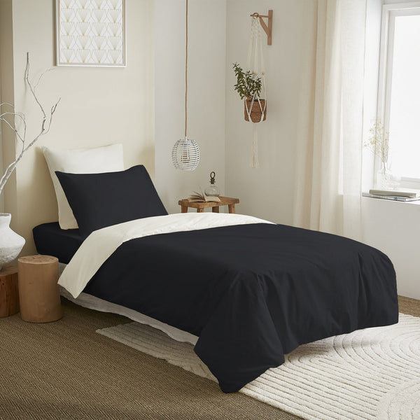 Pack Housse De Couette - 100% Coton - Noir/Blanc
