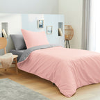 Pack Housse De Couette - 100% Coton - Rose/Gris