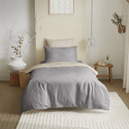 Pack Housse De Couette 4 Pièces - 100% Coton - Taupe/Lin