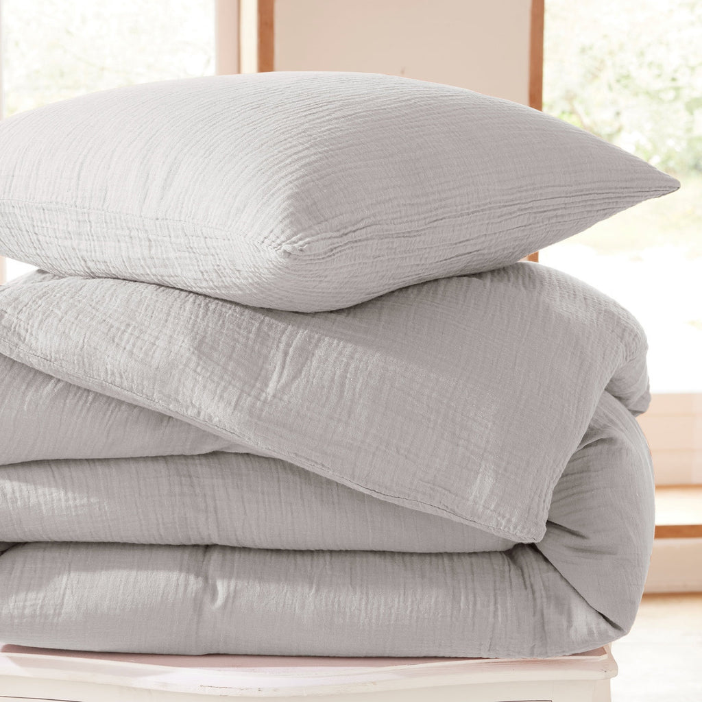 Pack Complet (Housse De Couette + Taie(s) + Drap Housse) - Gaze De Coton - Perle