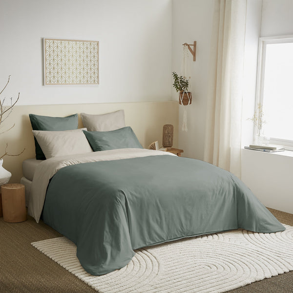 Pack Housse De Couette - 100% Coton - Eucalyptus/Ficelle