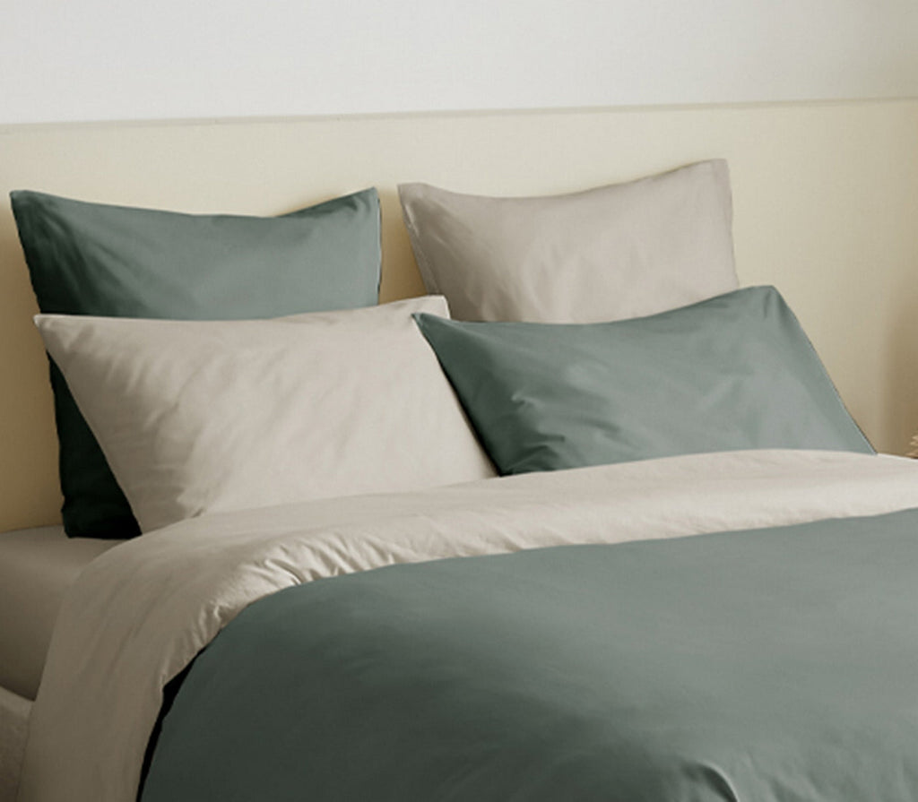 Pack Housse De Couette - 100% Coton - Eucalyptus/Ficelle