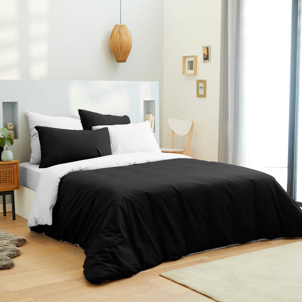 Pack Housse De Couette - 100% Coton - Noir/Blanc