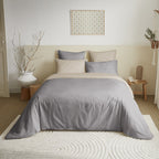 Pack Housse De Couette 6 Pièces - 100% Coton - Taupe/Lin