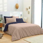 Pack Housse De Couette - 100% Coton - Lin/Marine
