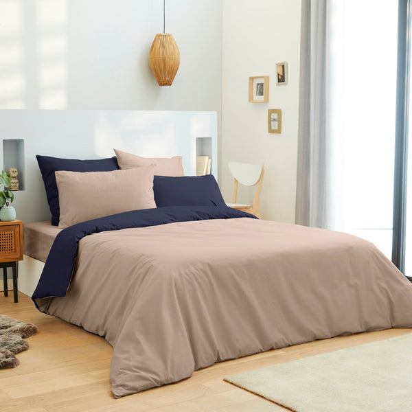 Pack Housse De Couette - 100% Coton - Lin/Marine