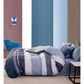 Parure De Couette "Imprimé Double Face" + 2 Taies D'Oreiller Volant Plat Piqué - 100% Percale Pur Coton Peigné 80 Fils/Cm152 - Multicolor