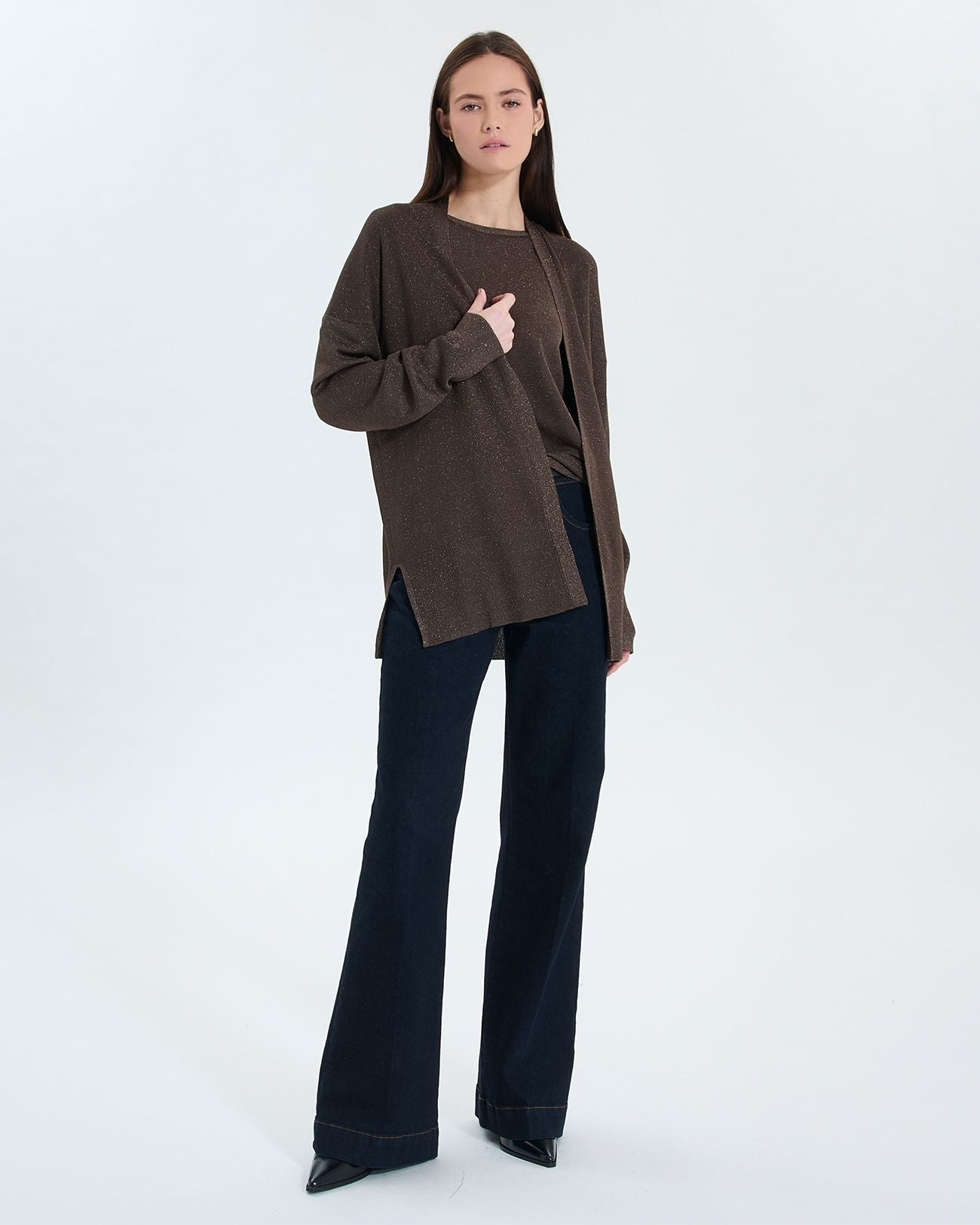 Gilet long ouvert taupe_1