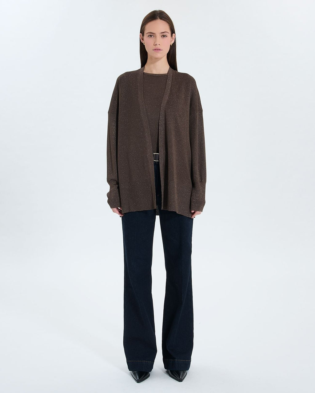Gilet long ouvert taupe_4