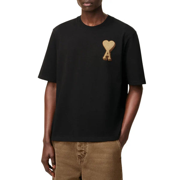 Ami Paris - T-Shirt Patch Ami De Coeur – Noir Beige