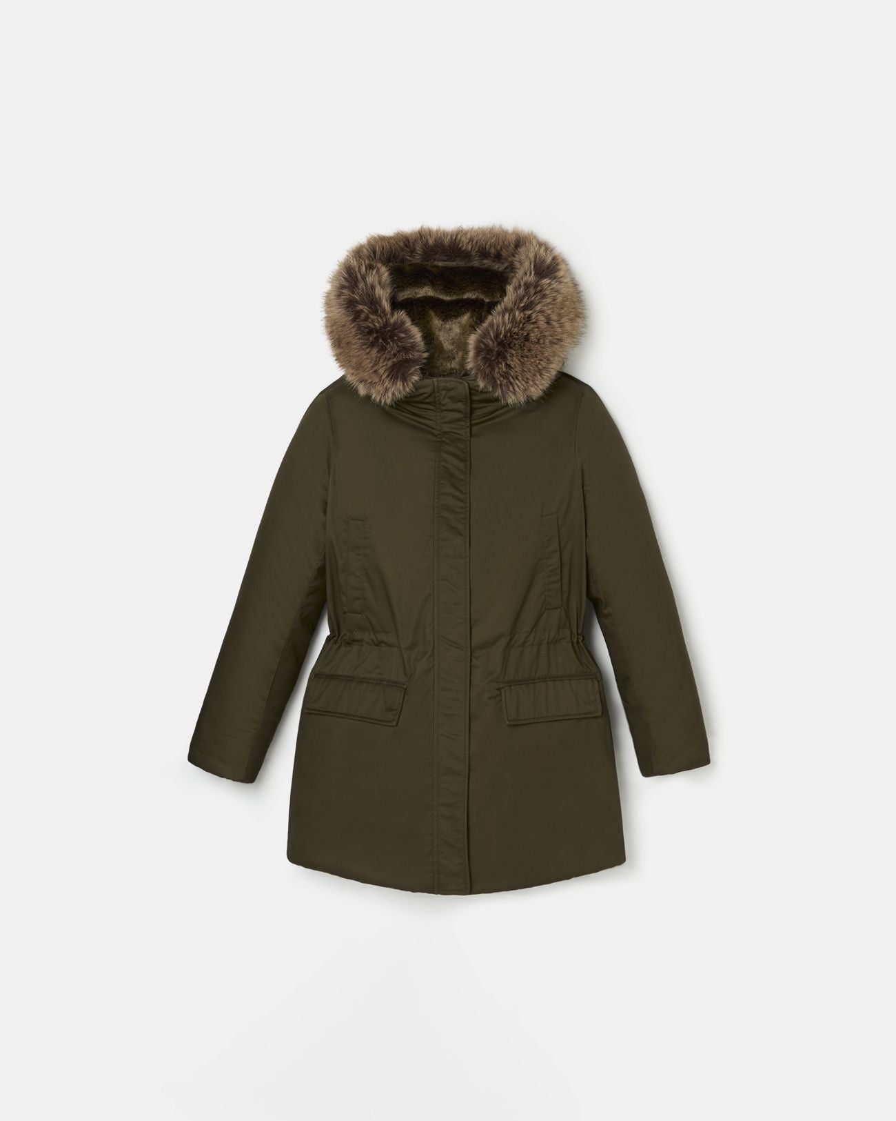 Parka mi-longue kaki - Fausse fourrure_1