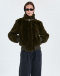 Veste courte en fausse fourrure kaki_1