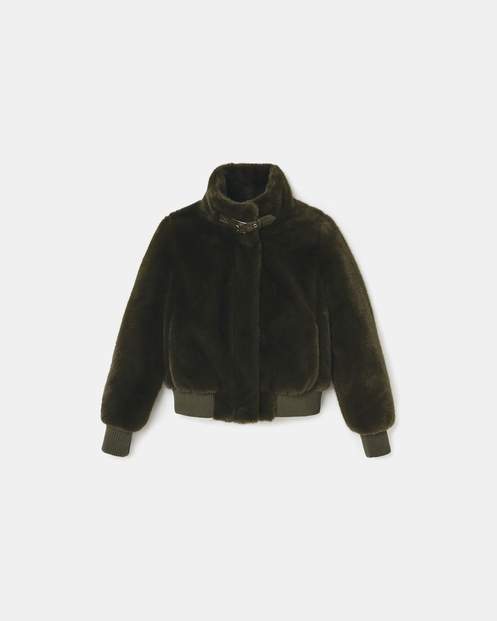 Veste courte en fausse fourrure kaki_6
