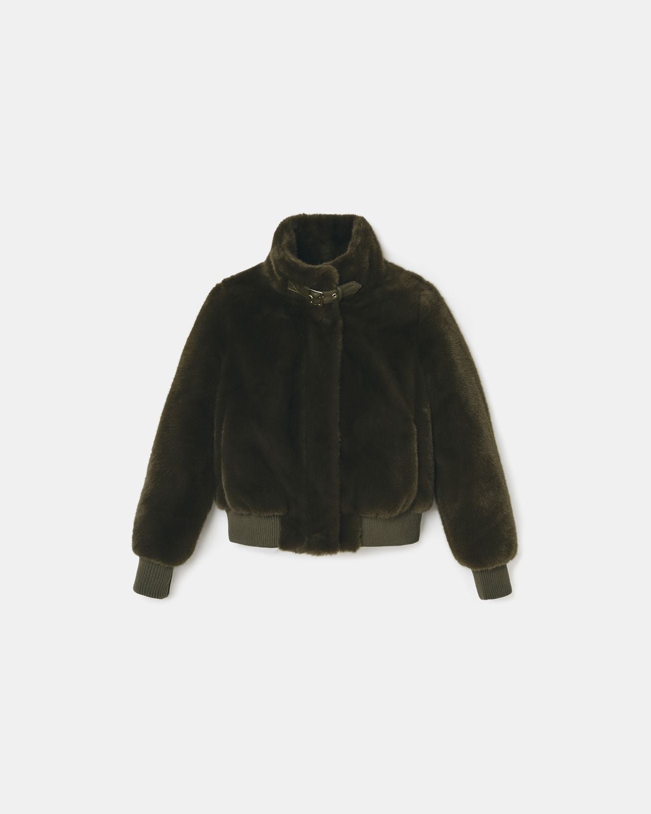 Veste courte en fausse fourrure kaki_6