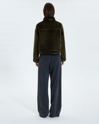 Veste courte en fausse fourrure kaki_3