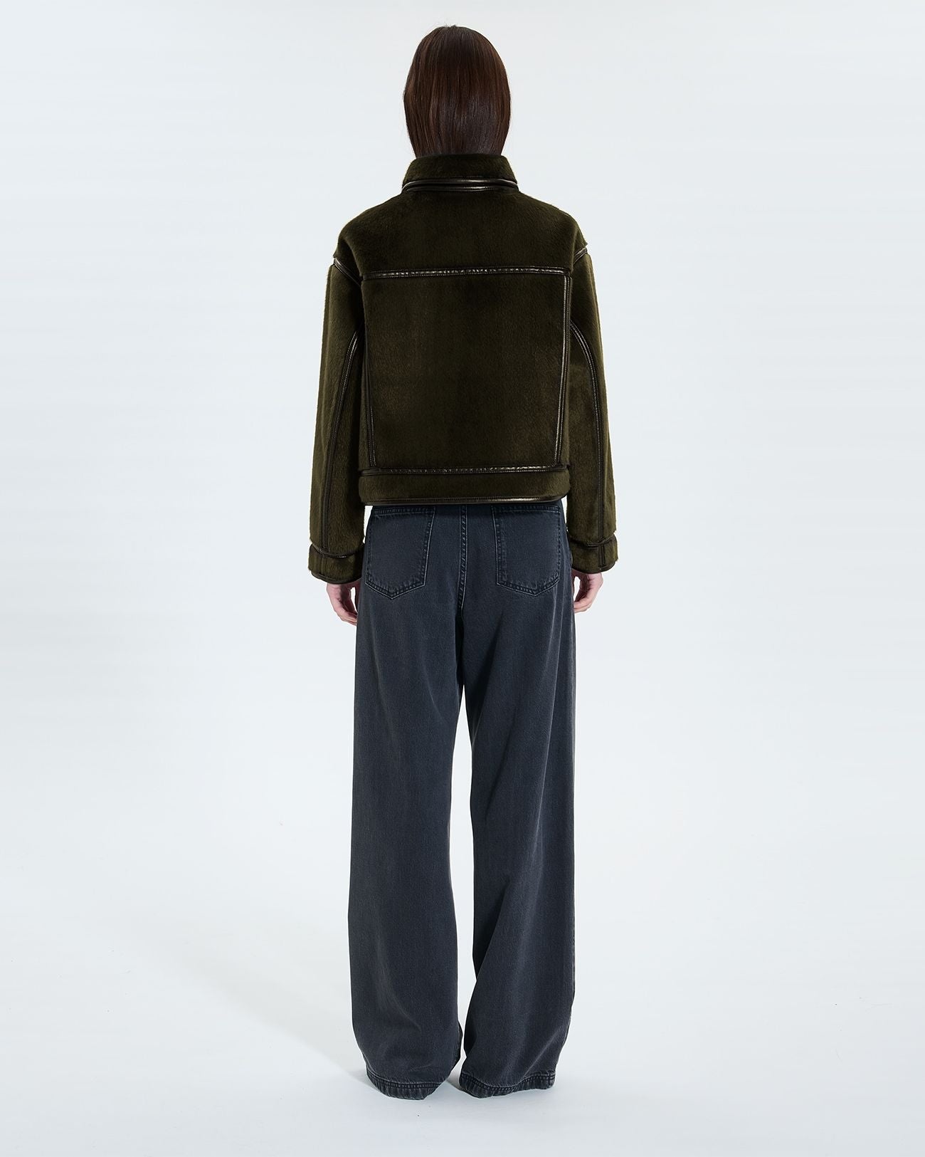 Veste courte en fausse fourrure kaki_3