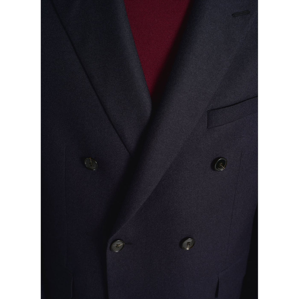 Fursac - Veste Croisée En Flanelle De Laine Bleu Marine - Bleu Marine
