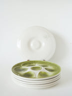 Lot De 5 Assiettes À Huîtres Moulins Des Loups, Vert, 1960