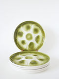 Lot De 5 Assiettes À Huîtres Moulins Des Loups, Vert, 1960