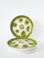 Lot De 5 Assiettes À Huîtres Moulins Des Loups, Vert, 1960