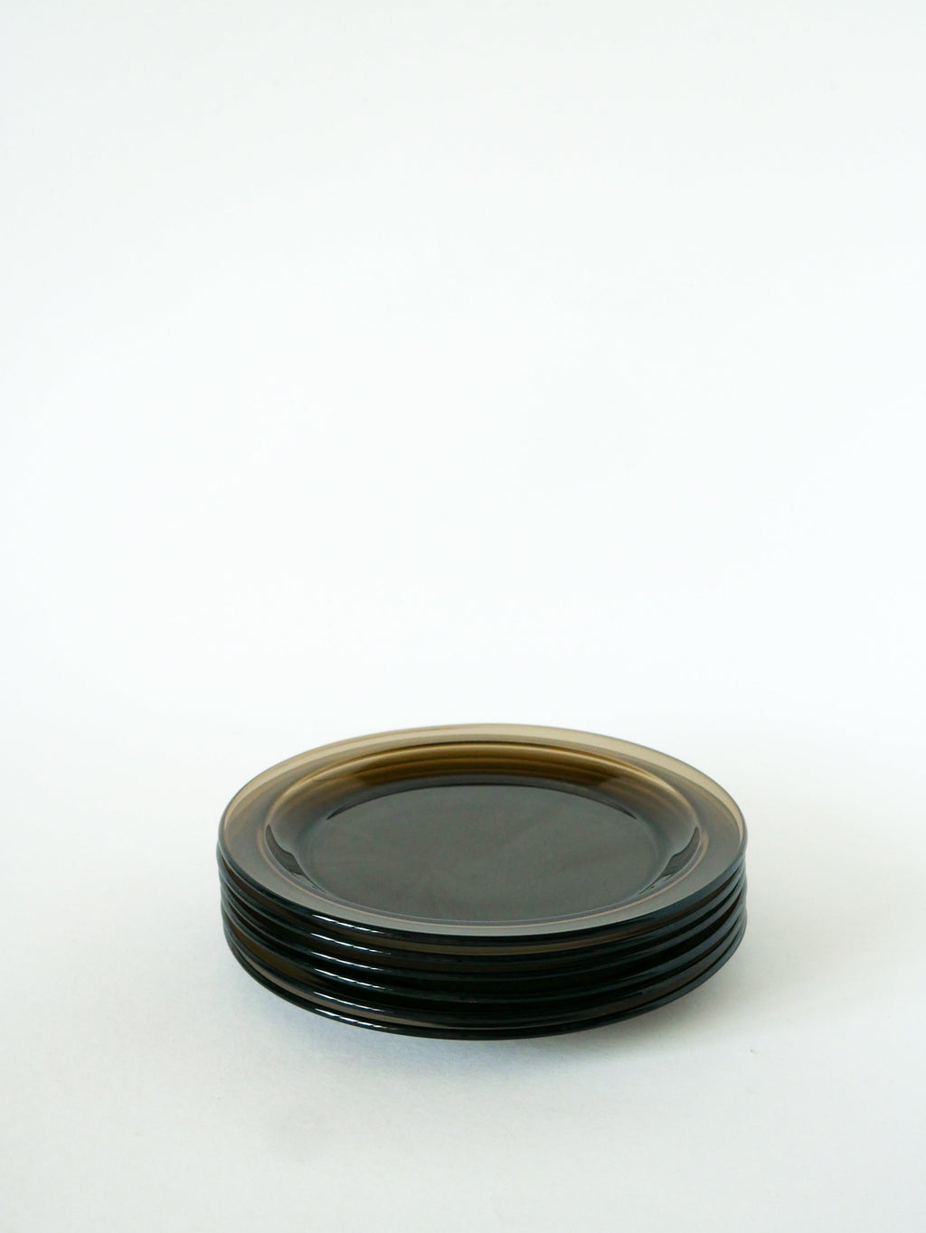 Lot De 6 Assiettes À Dessert En Verre Fumé, Made In France, 1970