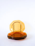 Lot De 6 Assiettes À Dessert Octogonales En Verre Ambré, Made In France, 1970