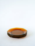 Lot De 6 Assiettes À Dessert Octogonales En Verre Ambré, Made In France, 1970