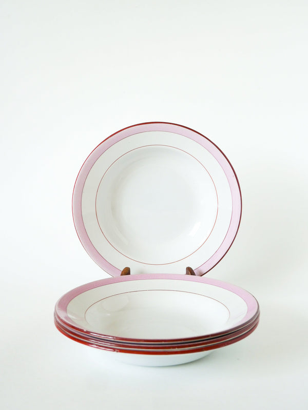 Lot De 4 Assiettes Creuses Digoin Sarreguemines, Modèle Casino, 1970