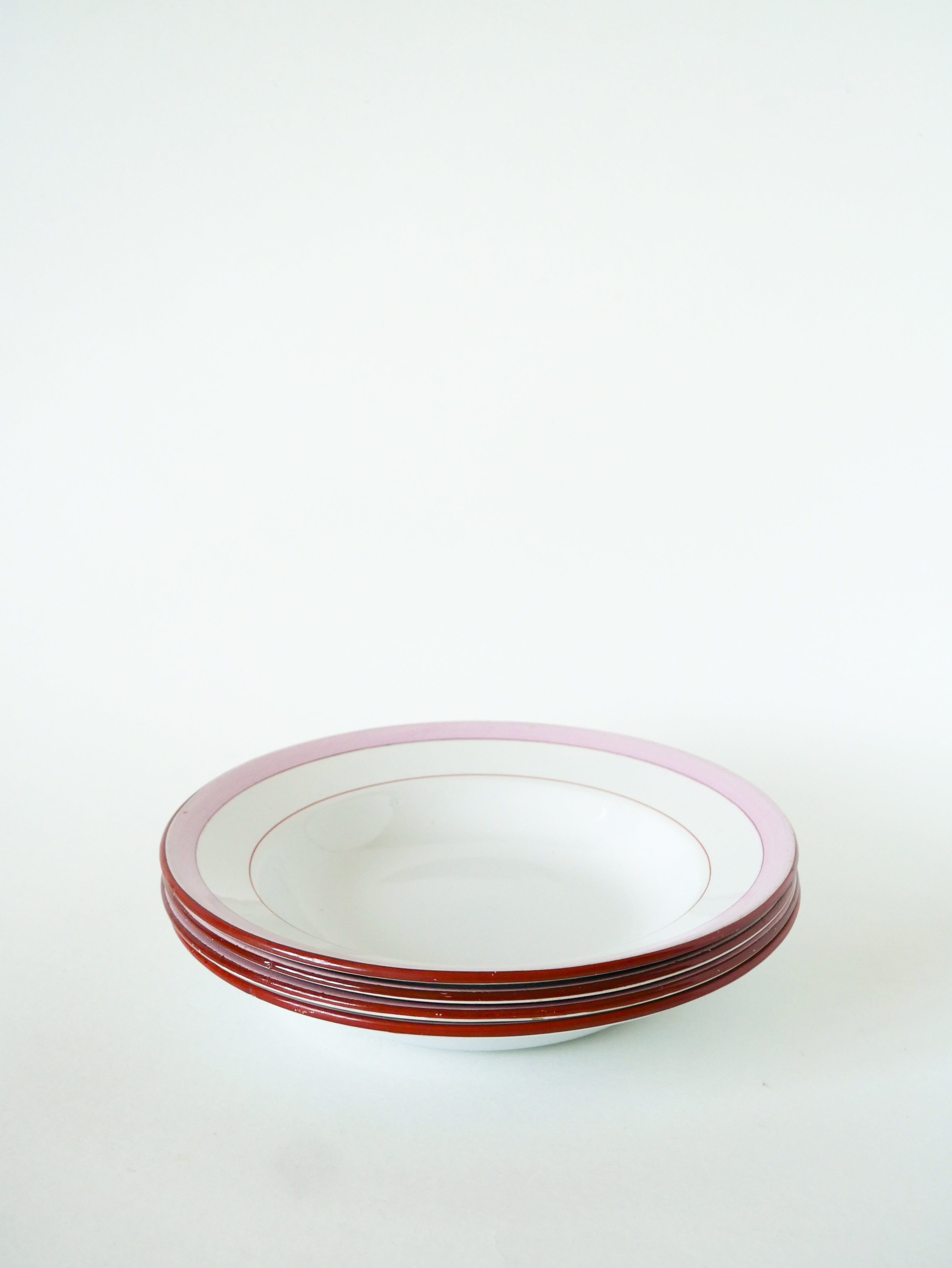 Lot De 4 Assiettes Creuses Digoin Sarreguemines, Modèle Casino, 1970
