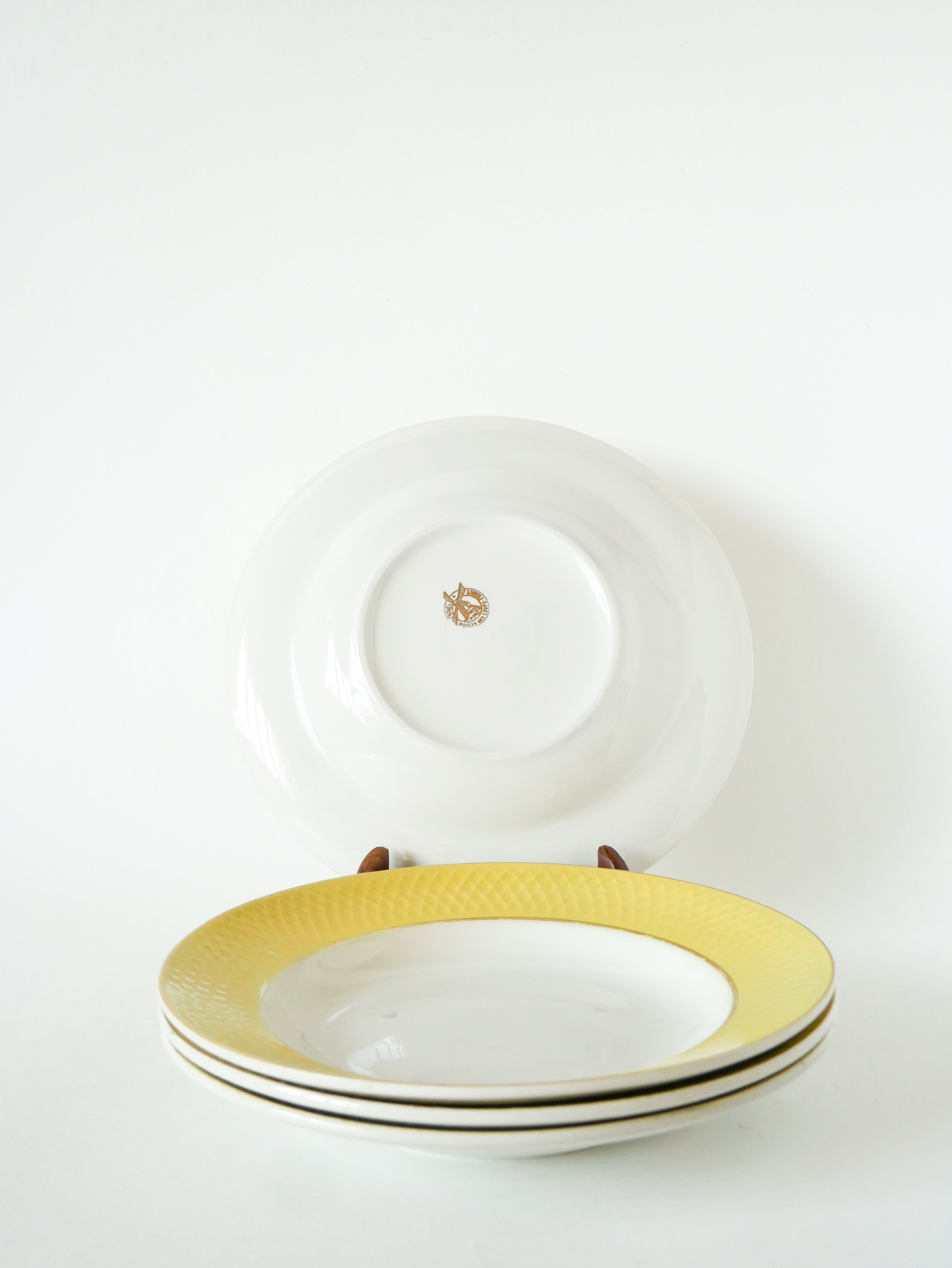 Lot De 4 Assiettes Creuses Texture Nid D'Abeilles, Jaune Canari & Doré, 1960
