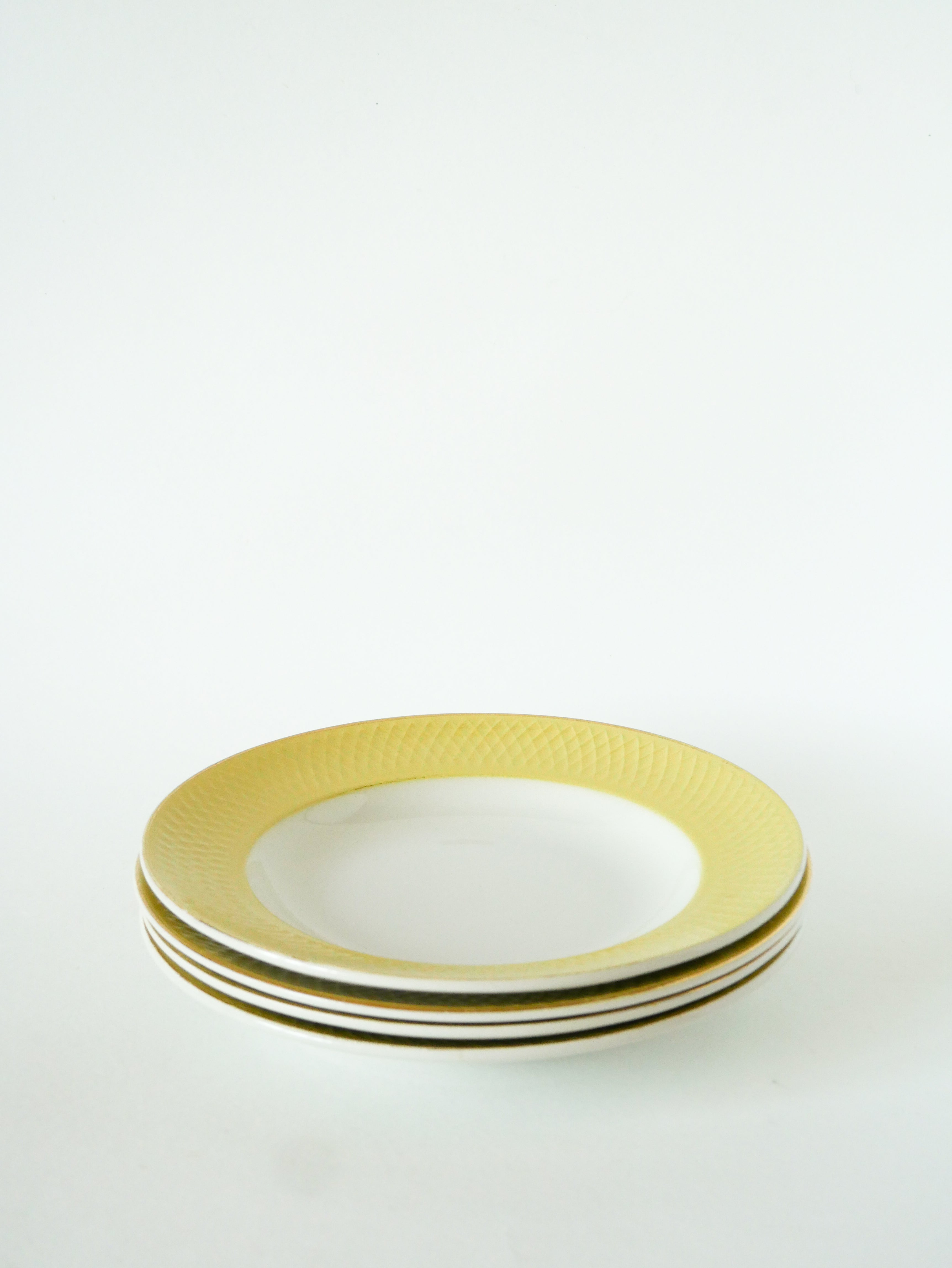 Lot De 4 Assiettes Creuses Texture Nid D'Abeilles, Jaune Canari & Doré, 1960