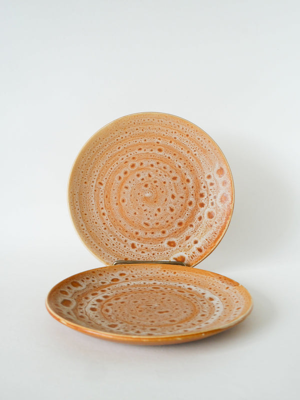 Paire D'Assiettes À Dessert En Céramique, Niderviller, Modèle Fauve, 1960