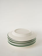 Lot De 6 Grandes Assiettes Plates À Liseré, Vert Menthe, 1960