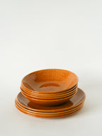 Lot De 5 Assiettes Creuses, Effet Tissé, Jaune Moutarde, Salins, 1950