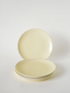 Lot De 5 Assiettes À Dessert, Effet Tissé, Jaune Beurre, Salins, 1950