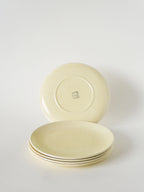 Lot De 5 Assiettes À Dessert, Effet Tissé, Jaune Beurre, Salins, 1950
